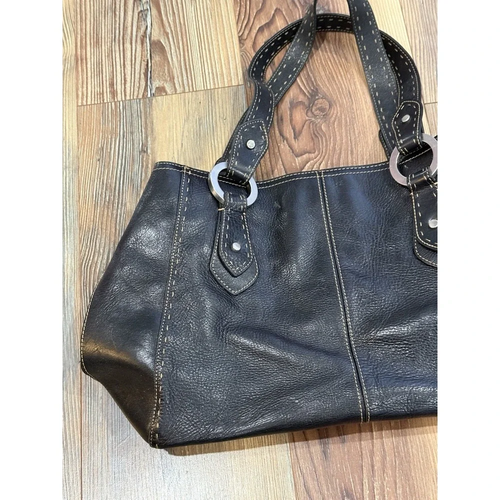 Fossil, Woman's, Bag, Black, Vintage, Leather, Large, Satchel Style, Shoulder